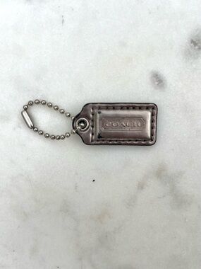 COACH Shiny Patent Leather Hang Tag, Gray Silver